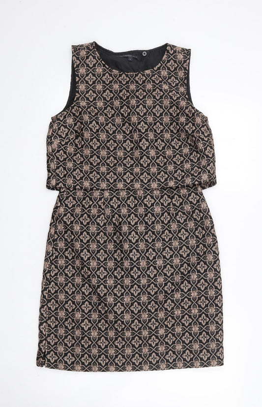 Marks and Spencer Womens Multicoloured Geometric Polyester A-Line  Size 8  Round Neck Zip