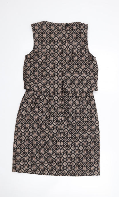 Marks and Spencer Womens Multicoloured Geometric Polyester A-Line  Size 8  Round Neck Zip