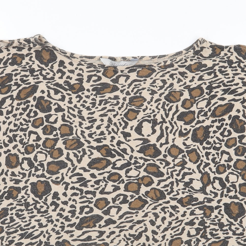 Womens UK Size 8 Peacocks Brown Jersey T-Shirt
