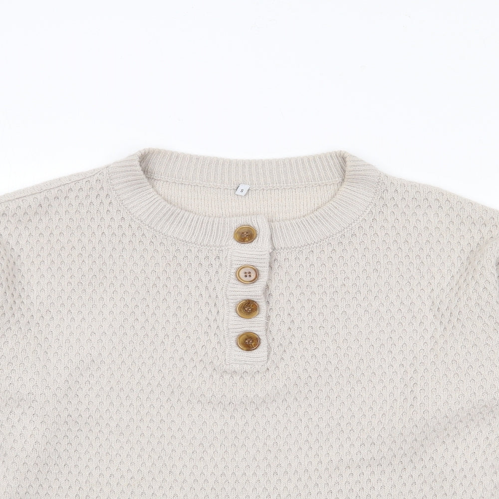 Womens UK Size S Preworn Beige Pullover Jumper