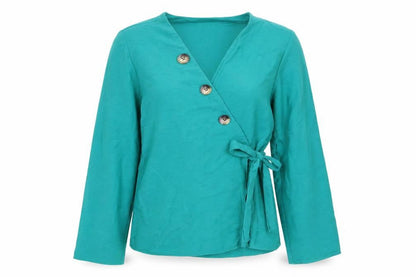 Womens UK Size 8 Peacocks Green Wrap Blouse