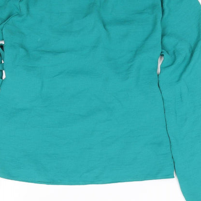 Womens UK Size 8 Peacocks Green Wrap Blouse