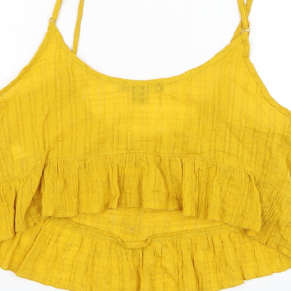 Primark Womens Yellow  Cotton Cropped Tank Size 10 Round Neck
