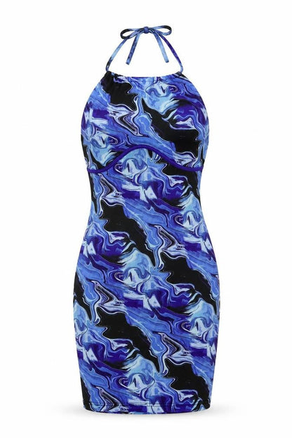 NaaNaa Womens Blue  Polyester Pencil Dress  Size 6  Halter Pullover