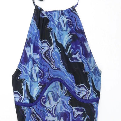 NaaNaa Womens Blue  Polyester Pencil Dress  Size 6  Halter Pullover