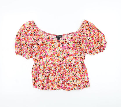 Womens UK Size 8 New Look Red Cropped Blouse