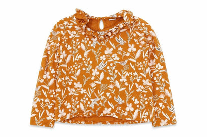 Ty Girls Brown Floral Cotton Basic T-Shirt Size 2-3 Years Round Neck Pullover