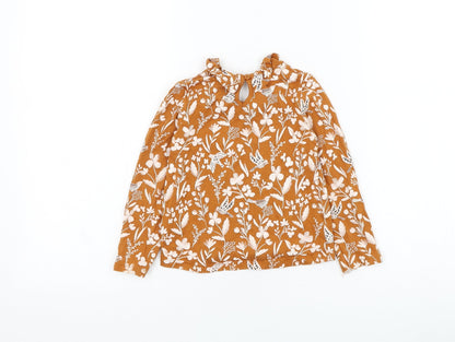 Ty Girls Brown Floral Cotton Basic T-Shirt Size 2-3 Years Round Neck Pullover