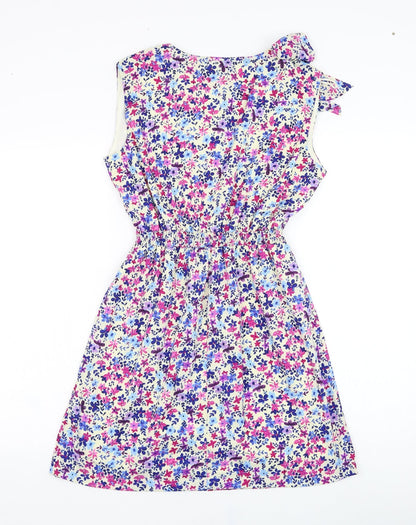 Influence  Womens Beige Floral Polyester Shift  Size 10  Round Neck Pullover