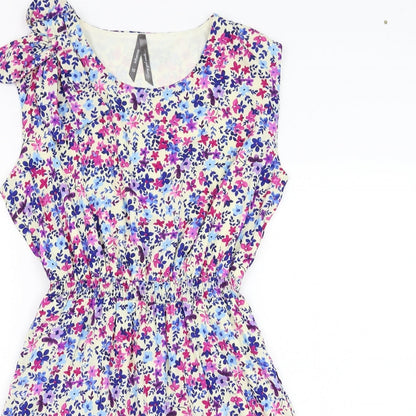 Influence  Womens Beige Floral Polyester Shift  Size 10  Round Neck Pullover