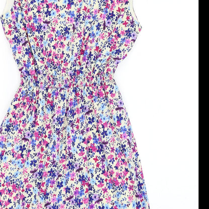 Influence  Womens Beige Floral Polyester Shift  Size 10  Round Neck Pullover