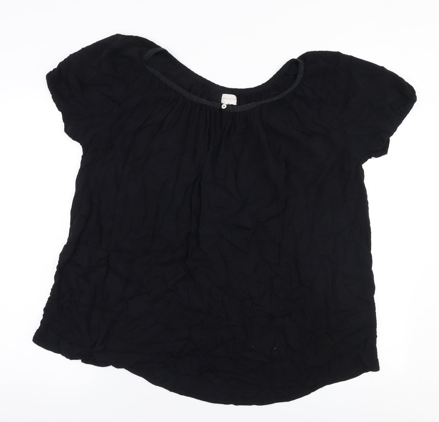 Womens UK Size XL Peppercorn Black Basic Blouse