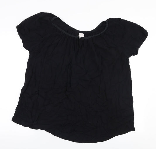 Womens UK Size XL Peppercorn Black Basic Blouse