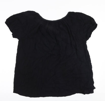 Womens UK Size XL Peppercorn Black Basic Blouse