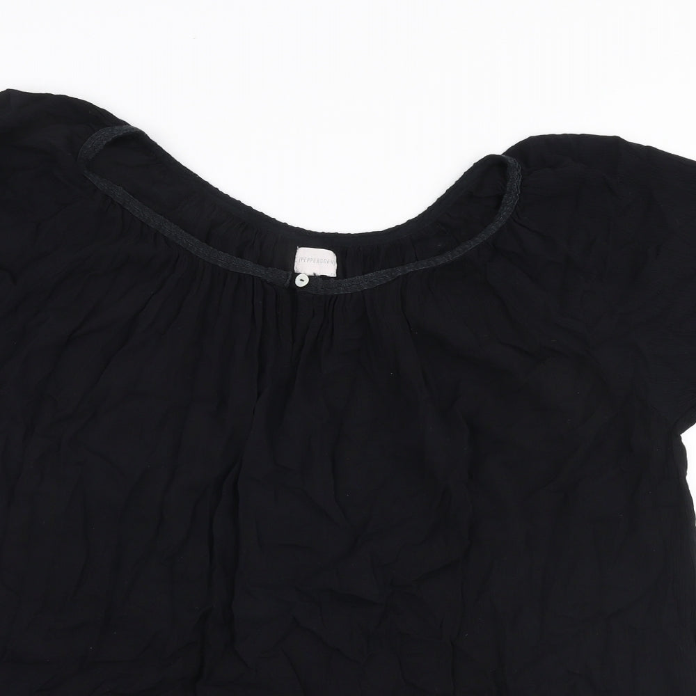 Womens UK Size XL Peppercorn Black Basic Blouse