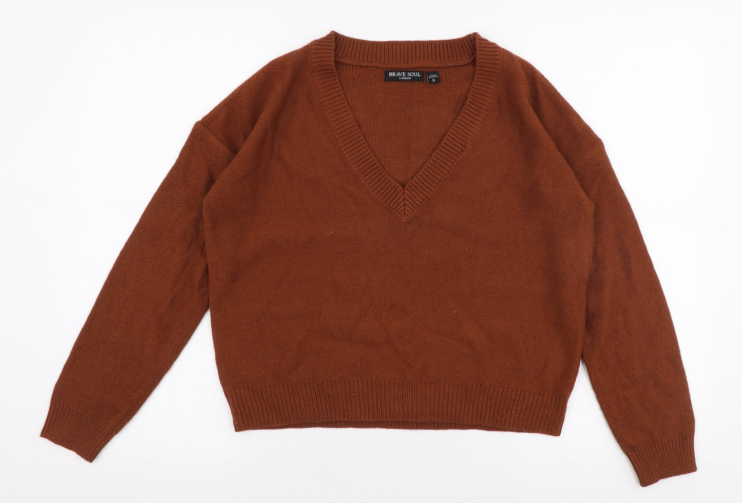 Womens UK Size S Brave Soul Brown Pullover Jumper