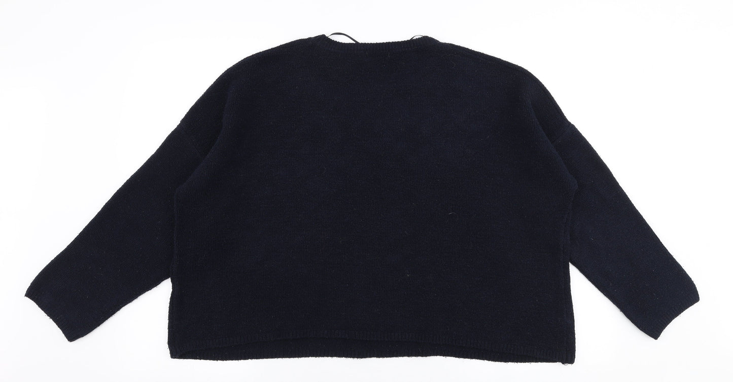 Womens UK Size M Bershka Blue Pullover Jumper