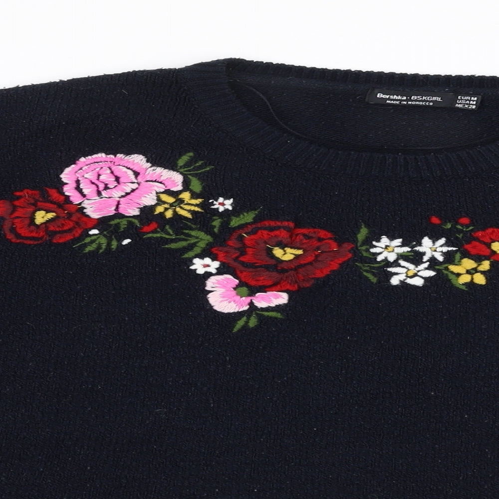 Womens UK Size M Bershka Blue Pullover Jumper