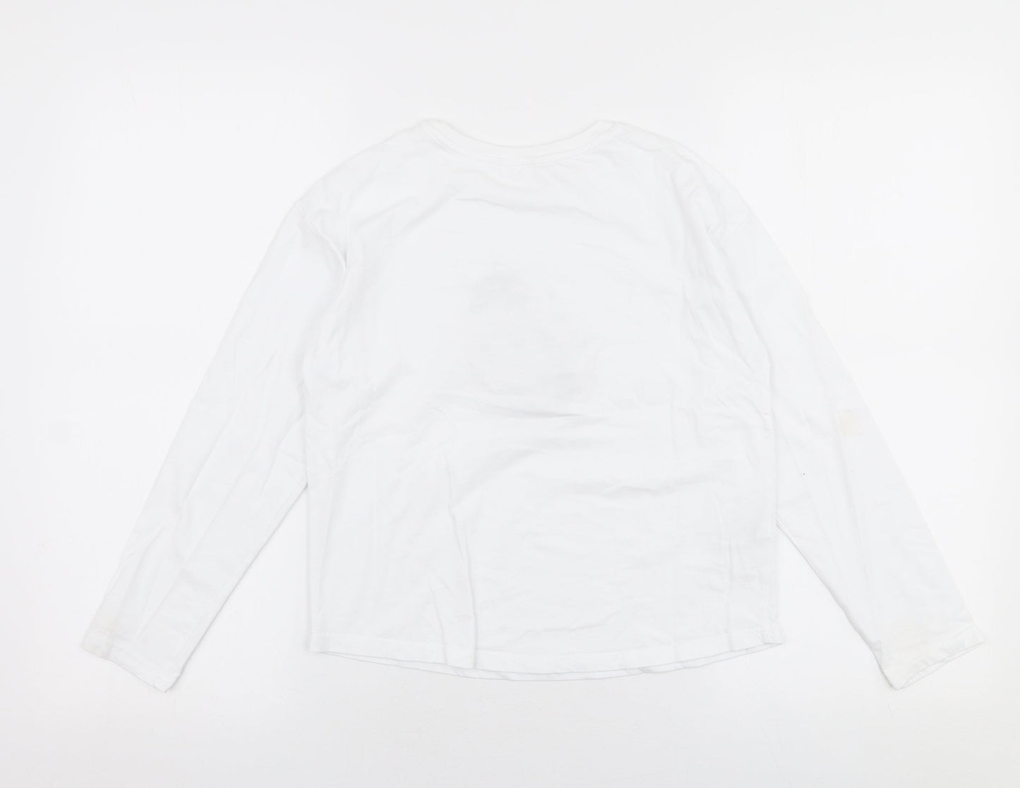 MNG Girls White  Polyester Jersey T-Shirt Size 10 Years Round Neck Pullover - Lady bird