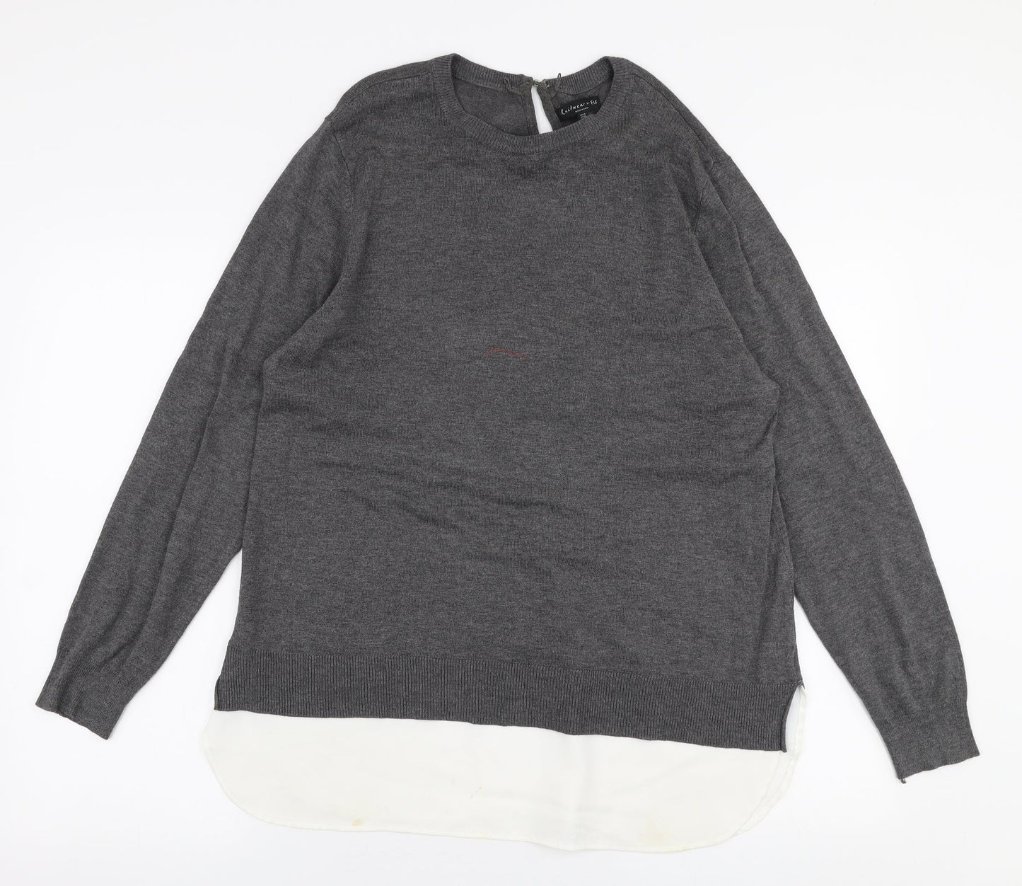 F&F Womens Grey Round Neck  Polyester Pullover Jumper Size 14