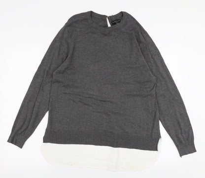 F&F Womens Grey Round Neck  Polyester Pullover Jumper Size 14