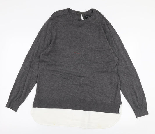 F&F Womens Grey Round Neck  Polyester Pullover Jumper Size 14