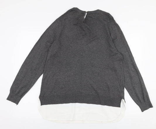 F&F Womens Grey Round Neck  Polyester Pullover Jumper Size 14