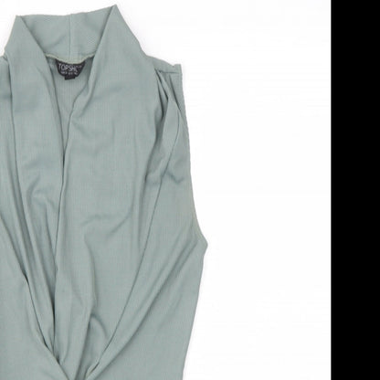 Womens UK Size 4 Topshop Green Basic T-Shirt