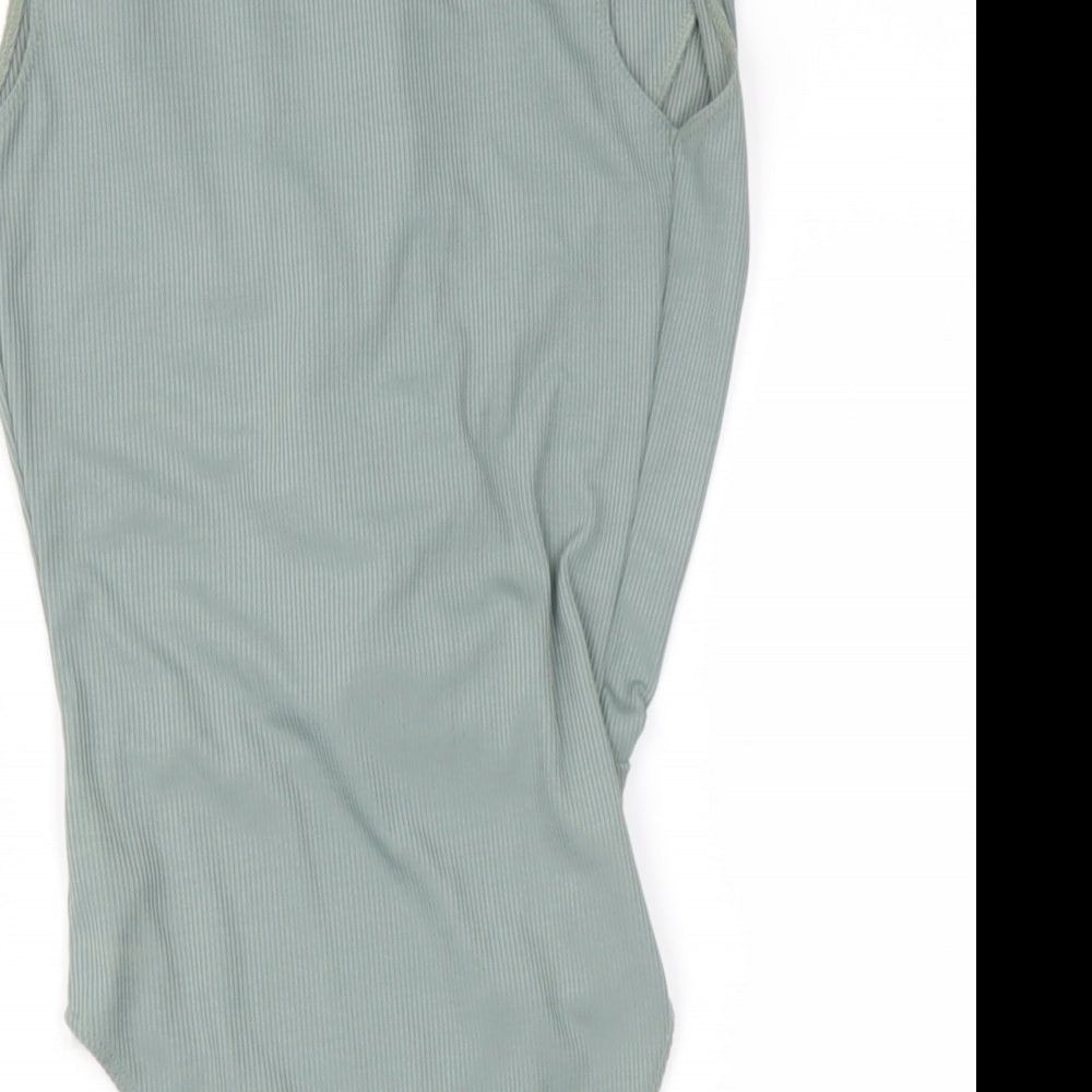 Womens UK Size 4 Topshop Green Basic T-Shirt