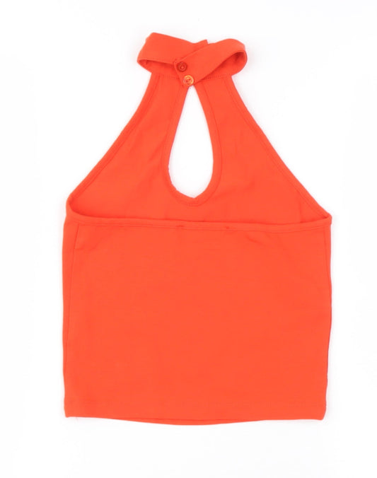 Miss Selfridge Womens Orange  Polyester Basic T-Shirt Size 6 Halter