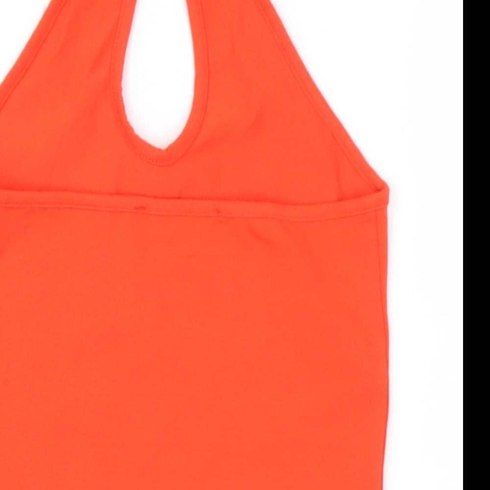Miss Selfridge Womens Orange  Polyester Basic T-Shirt Size 6 Halter