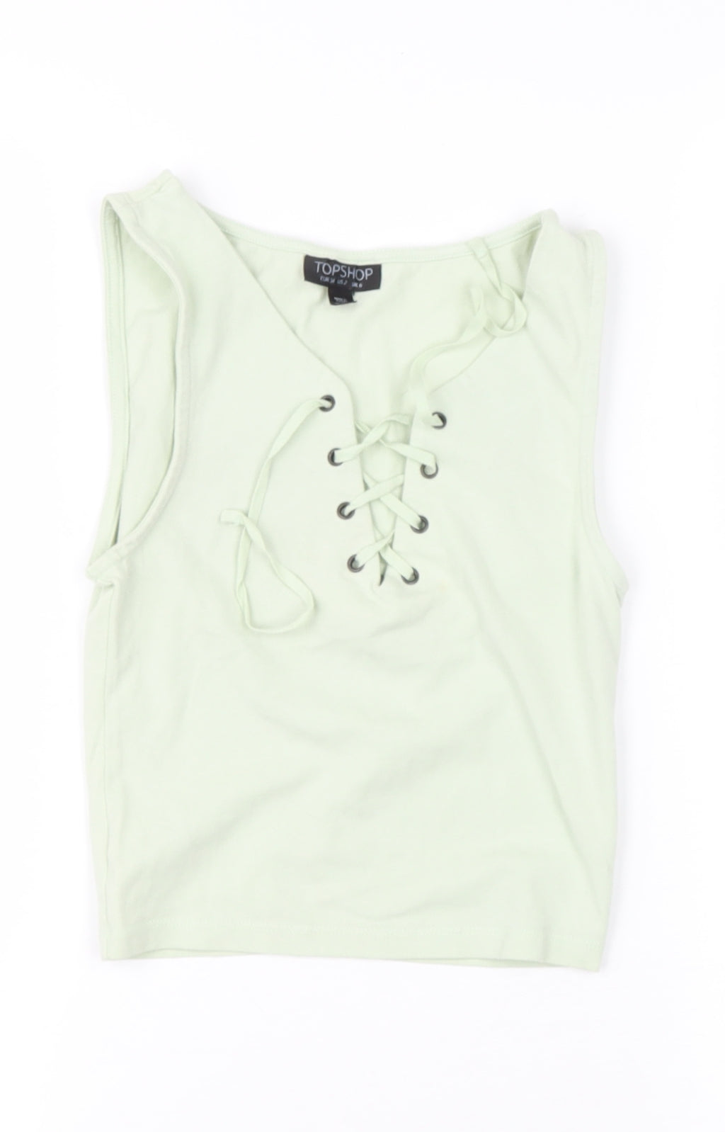 Topshop Womens Green  Polyester Basic Tank Size 6 V-Neck