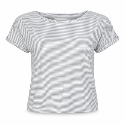 Topshop Womens Blue Striped Polyester Basic T-Shirt Size 8 Roll Neck