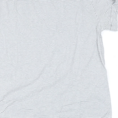 Topshop Womens Blue Striped Polyester Basic T-Shirt Size 8 Roll Neck