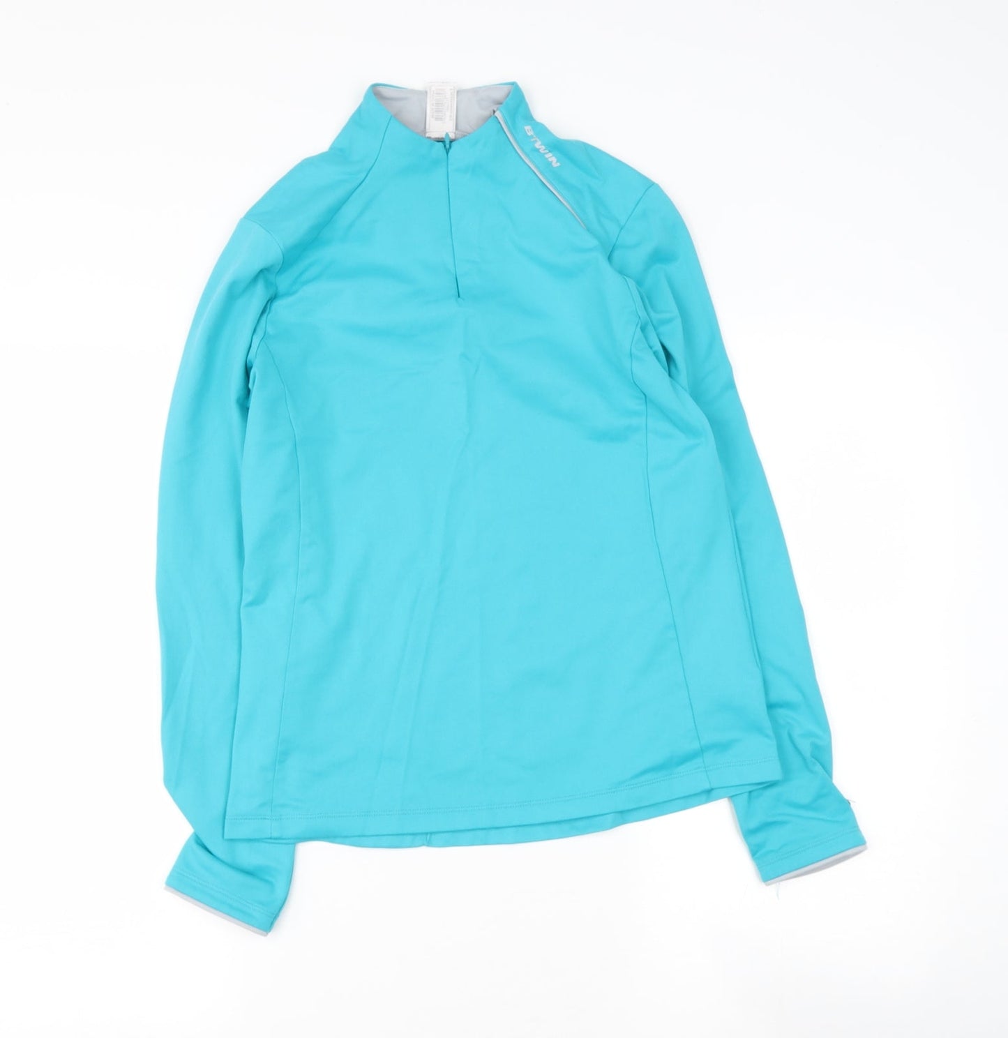 PREWOEN Womens Green  Polyester Basic T-Shirt Size M High Neck