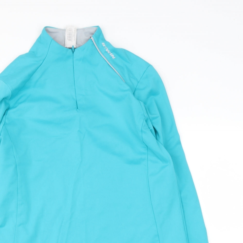 PREWOEN Womens Green  Polyester Basic T-Shirt Size M High Neck