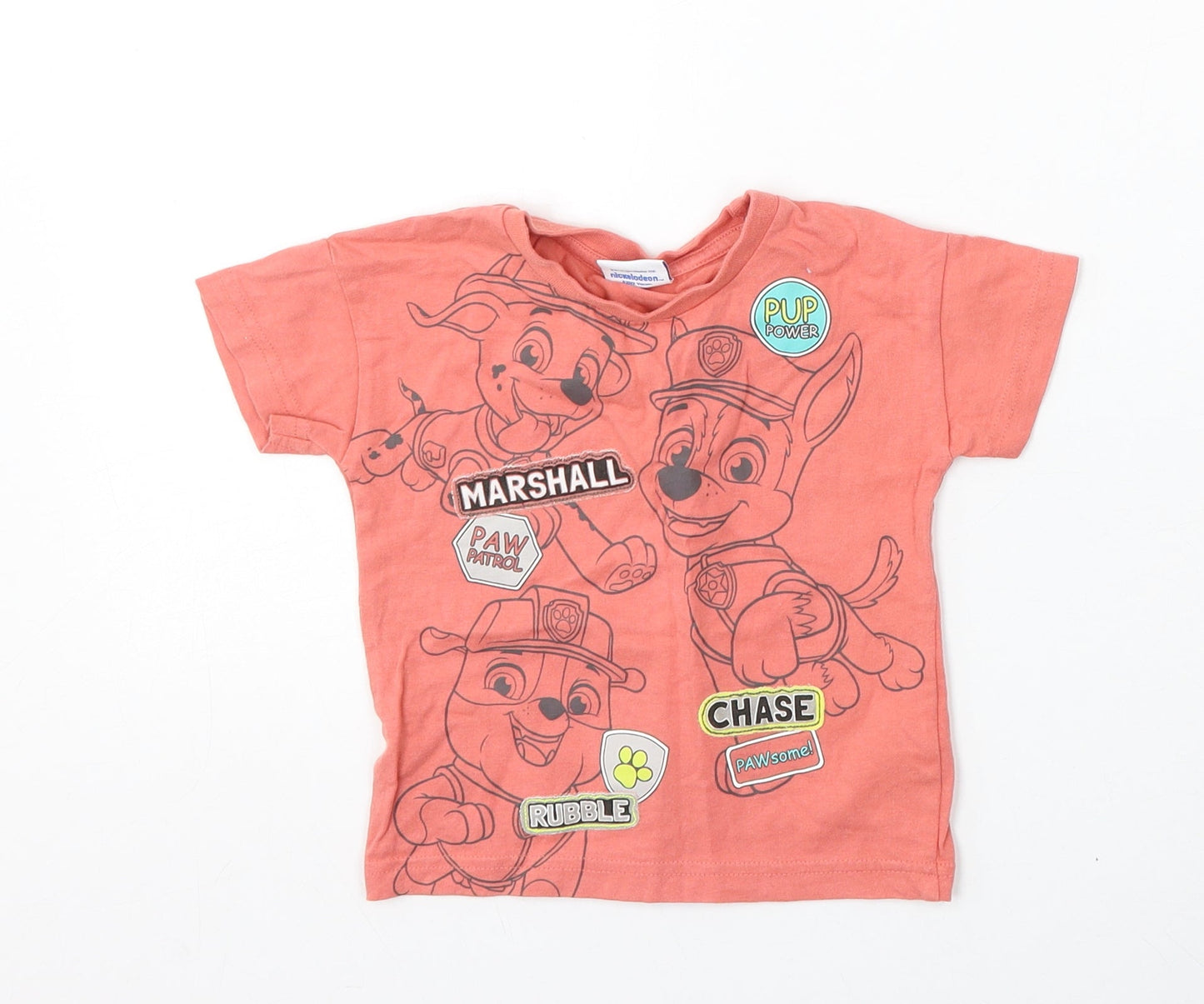 Matalan Boys Pink  Cotton Basic T-Shirt Size 9-12 Months Round Neck