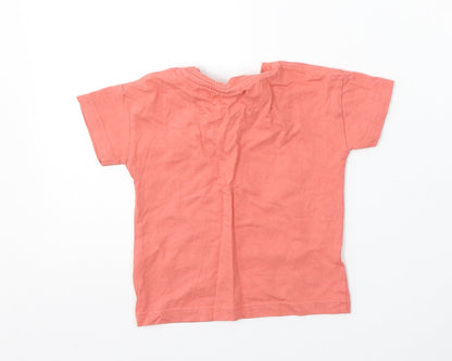 Matalan Boys Pink  Cotton Basic T-Shirt Size 9-12 Months Round Neck