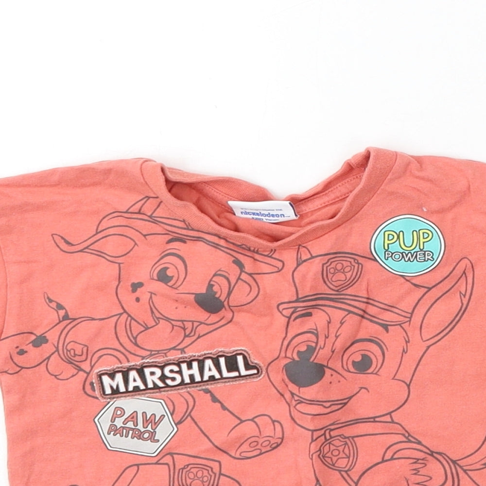 Matalan Boys Pink  Cotton Basic T-Shirt Size 9-12 Months Round Neck