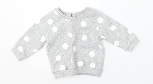 Matalan Boys Grey Polka Dot Cotton Pullover Jumper Size 0-3 Months