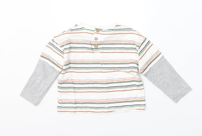 Leigh Tucker Boys Multicoloured Striped Cotton Basic T-Shirt Size 3-6 Months Round Neck