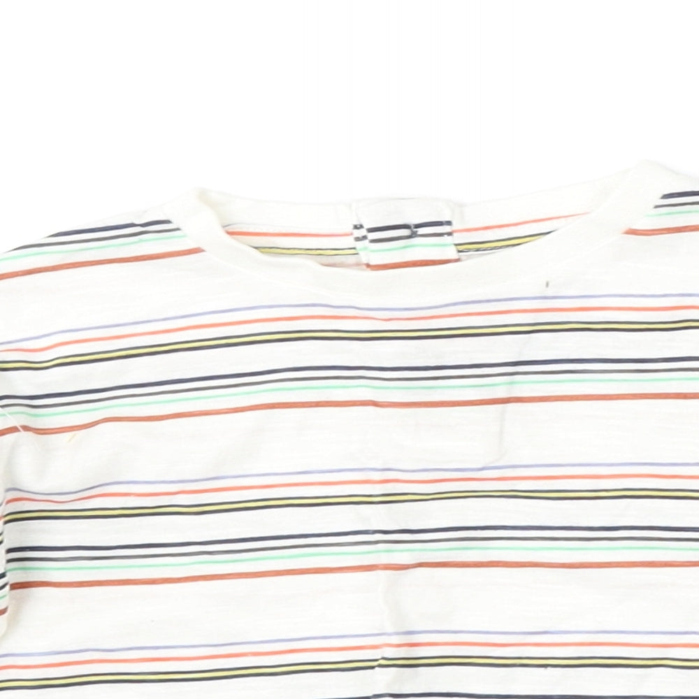 Leigh Tucker Boys Multicoloured Striped Cotton Basic T-Shirt Size 3-6 Months Round Neck