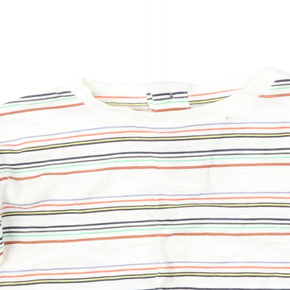 Leigh Tucker Boys Multicoloured Striped Cotton Basic T-Shirt Size 3-6 Months Round Neck