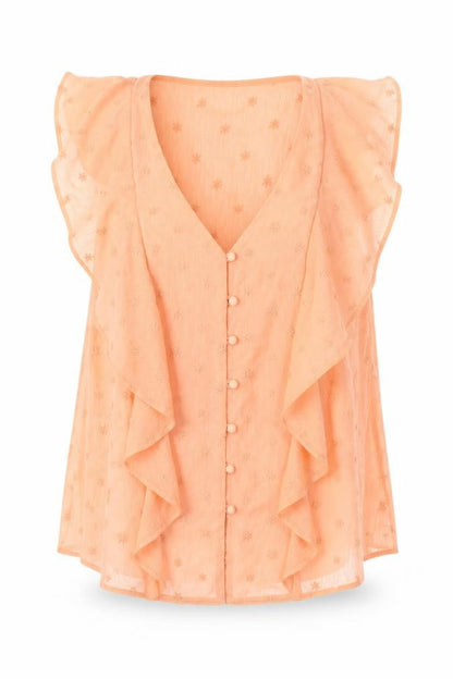 F&F Womens Orange  Polyester Basic Blouse Size 12 V-Neck