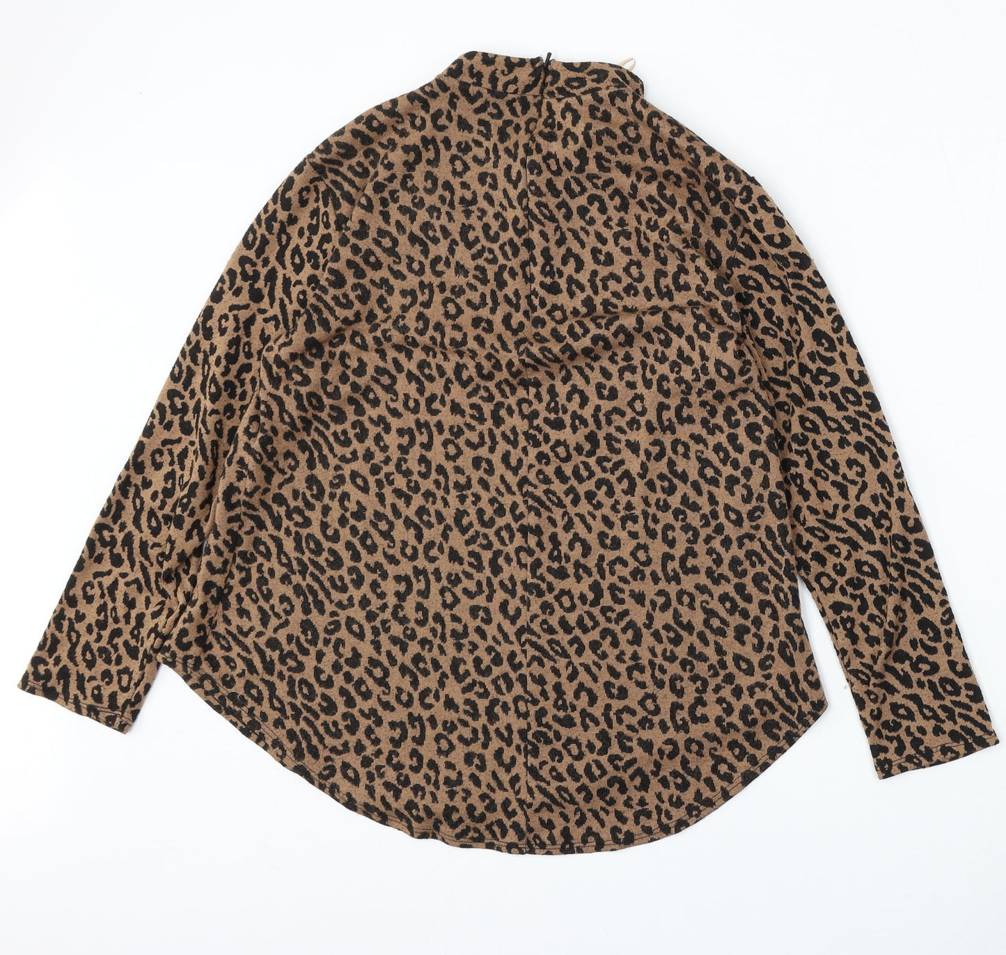 Gerard Womens Brown V-Neck Animal Print Polyester Pullover Jumper Size 12