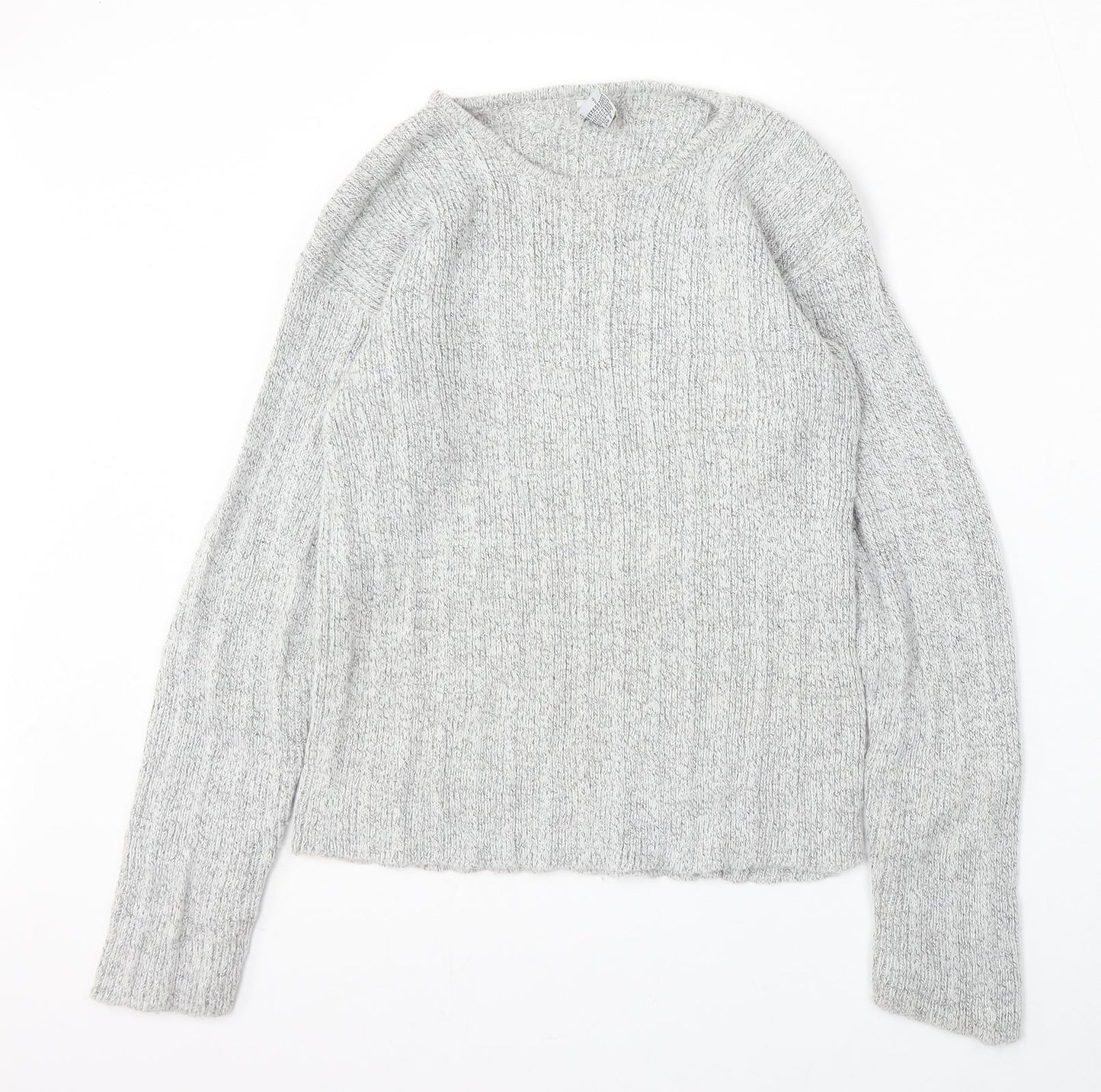 C&A Womens Grey Round Neck  Acrylic Pullover Jumper Size M