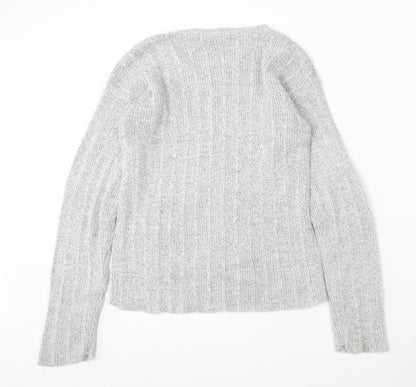 C&A Womens Grey Round Neck  Acrylic Pullover Jumper Size M