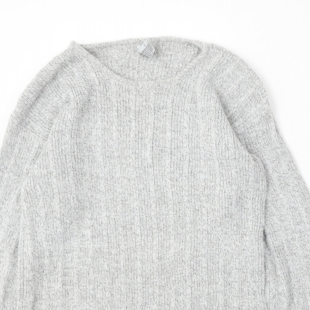 C&A Womens Grey Round Neck  Acrylic Pullover Jumper Size M