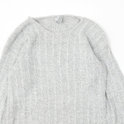C&A Womens Grey Round Neck  Acrylic Pullover Jumper Size M