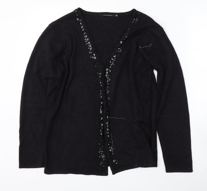 Alibi Knits Womens Black V-Neck  Acrylic Cardigan Jumper Size 10
